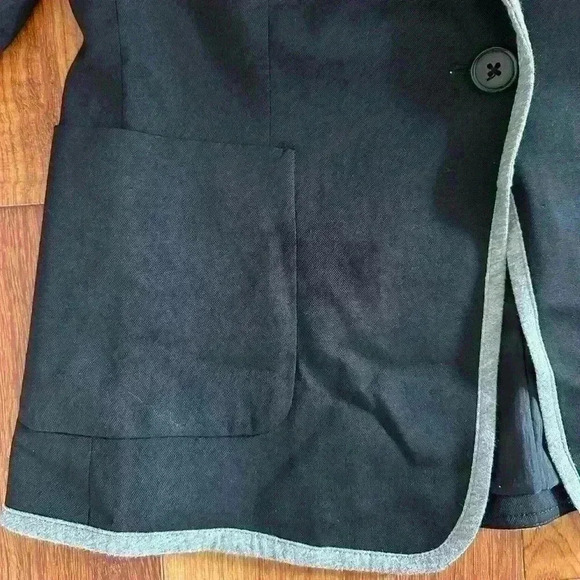 GAP | Black and grey wool fitted blazer with grey  cotton trim size 6 - Picture 4 of 4